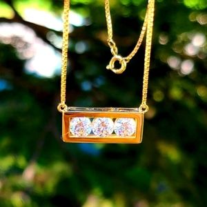 Solid 14k gold moissanite necklace